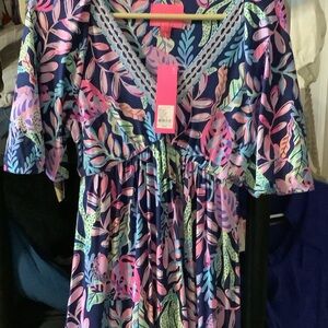Lilly Pulitzer Manuela maxi Dress in‎ Blue and Pink, small